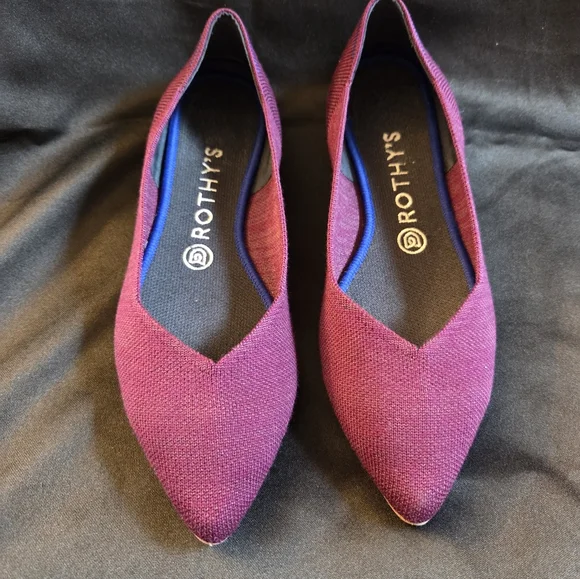 ROTHY'S The Merino Aubergine Purple Pointed Flat Shoes 8.5 - Picture 1 of 11